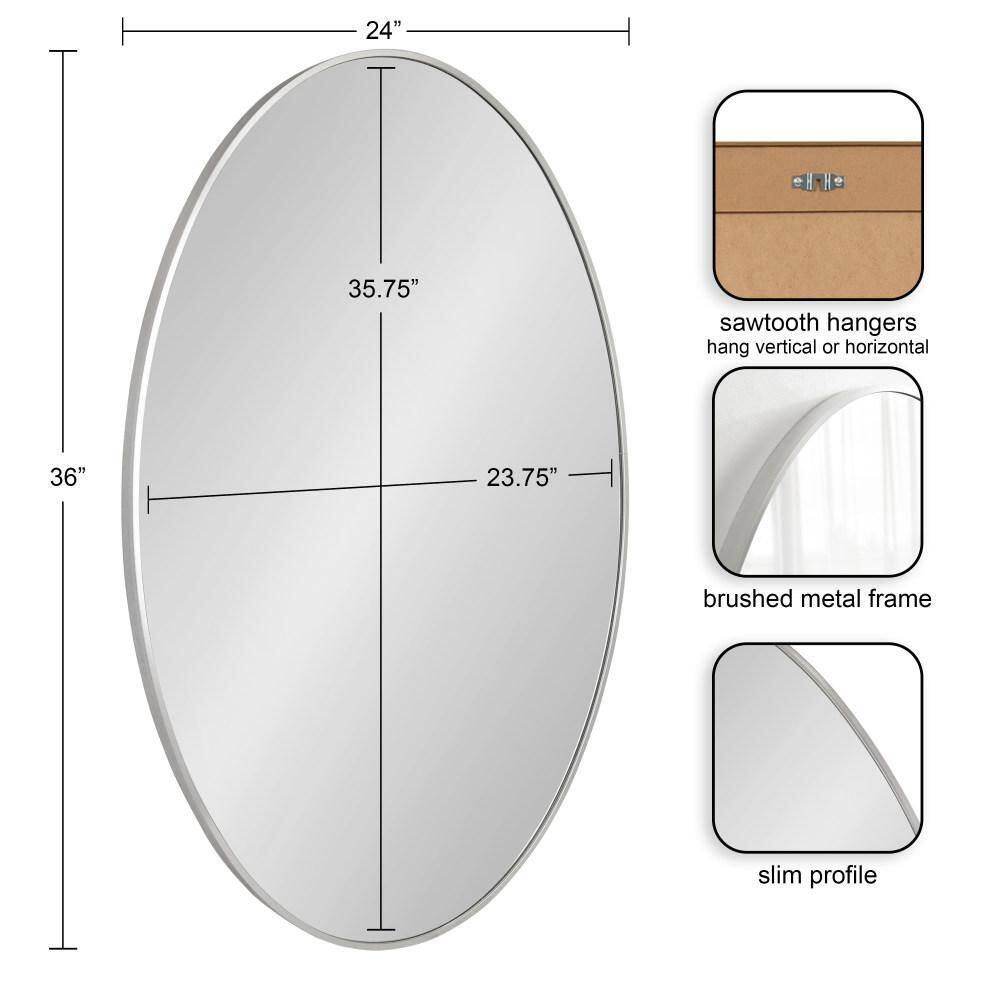 Zayda 24x36 Silver Aluminum Oval Bathroom Mirror