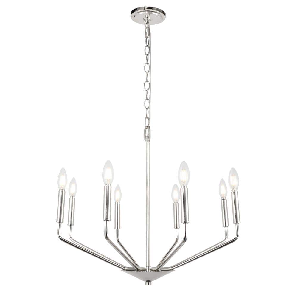 Timeless Home 25 in. 8-Light Chrome Pendant Light, Bulbs Not Included