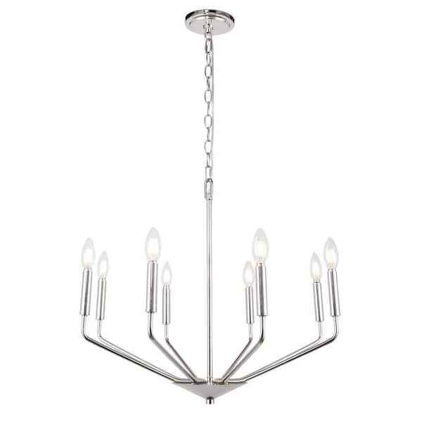 Timeless Home 25 in. 8-Light Chrome Pendant Light, Bulbs Not Included ...