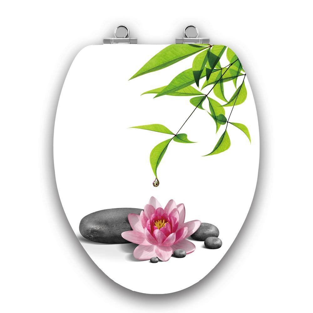 UPC 848726001303 product image for TOPSEAT Art of Acryl Water Lily Slow Close Elongated Closed Front Toilet Seat in | upcitemdb.com