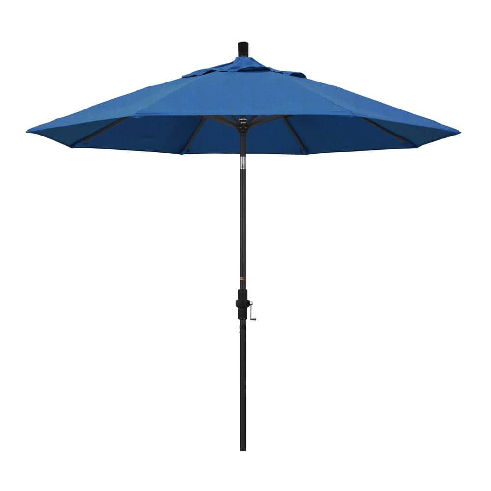 9 ft. Stone Black Aluminum Collar Tilt Crank Lift Market Patio Umbrella in Regatta Sunbrella price history on PriceWatchPro