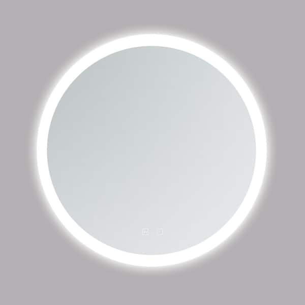 Miscool Anky 32 in. W x 32 in. H Round Frameless Wall Mounted LED Bathroom Vanity Mirror