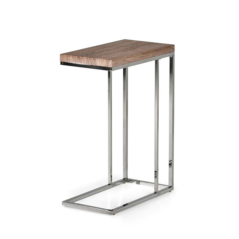 Lucia Brown Light Chairside End Table with Chrome Base