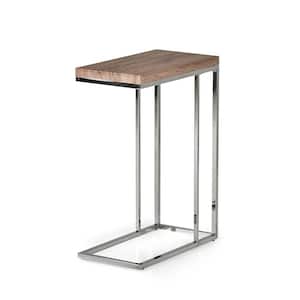 Lucia Brown Light Chairside End Table with Chrome Base