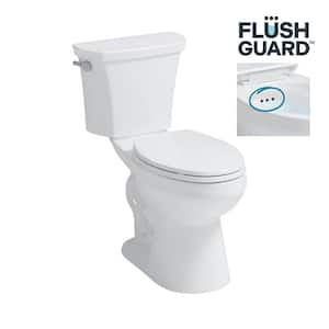 Deven 12 in. 2-Piece 1.28 GPF Single Flush Elongated Toilet in White with Flush Guard Overflow Seat Included