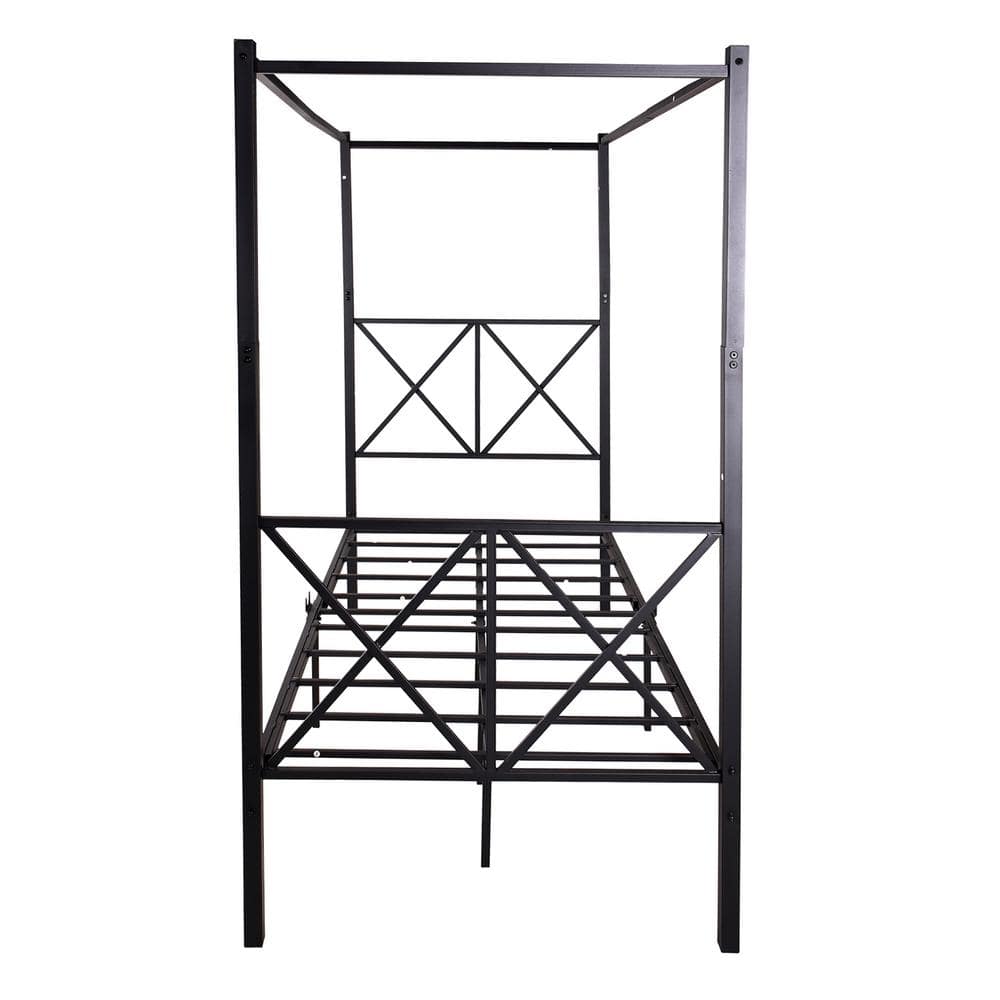 Black Simple Design Style Metal Canopy Bed Frame