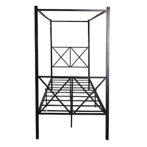 Black Simple Design Style Metal Canopy Bed Frame