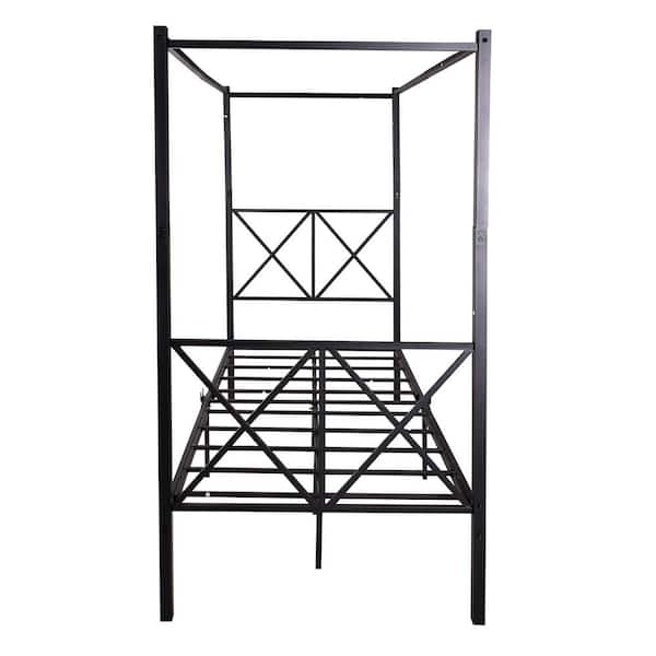 Black Simple Design Style Metal Canopy Bed Frame YDBK747E - The Home Depot