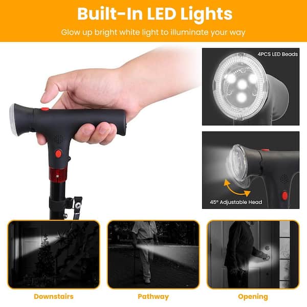 New Deluxe Triple Head Pivoting Base Walking Cane