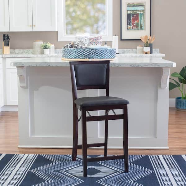 Noelle 24 in. Merlot Cushioned Back and Seat Folding Counter Stoo