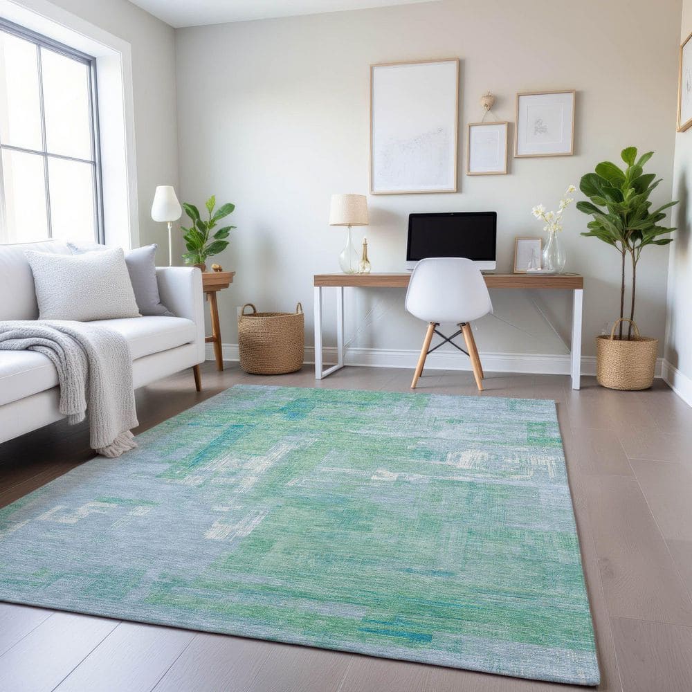 Mayfield Premium Machine Washable Abstract AMF1338 Sky 3 ft. x 5 ft. Area Rug price history on PriceWatchPro