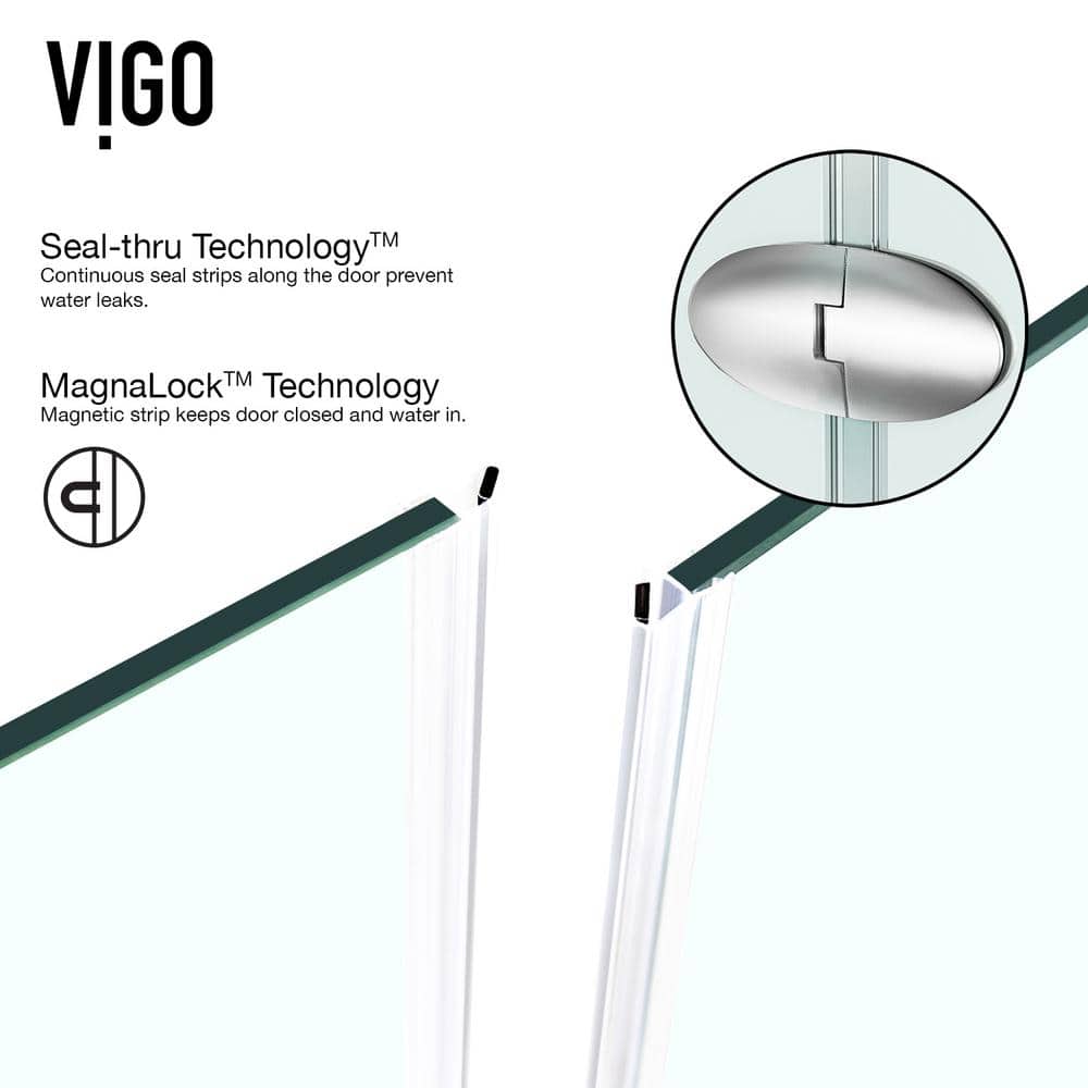 Gemini Frameless Neo-Angle Clear Glass Shower Enclosure with Brushed Nickel Hardware