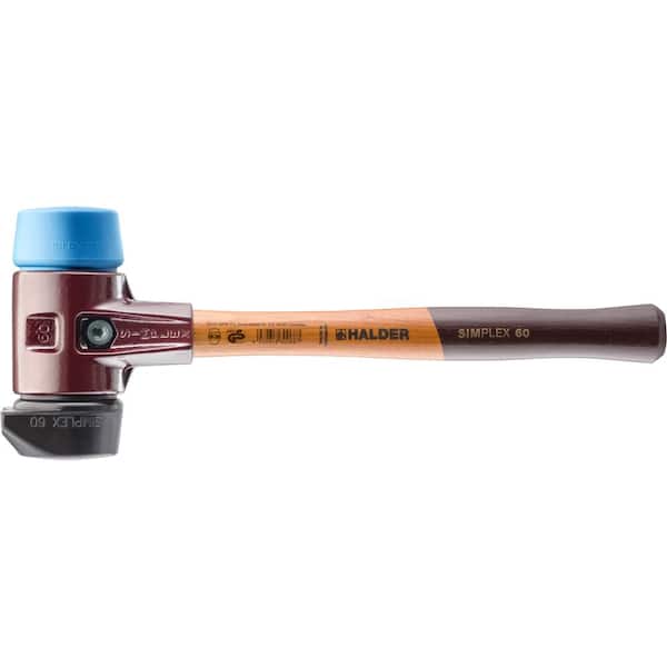 Halder 3.5 lbs. Simplex 60 Mallet with Soft Blue Rubber and STAND-UP Black Rubber Inserts