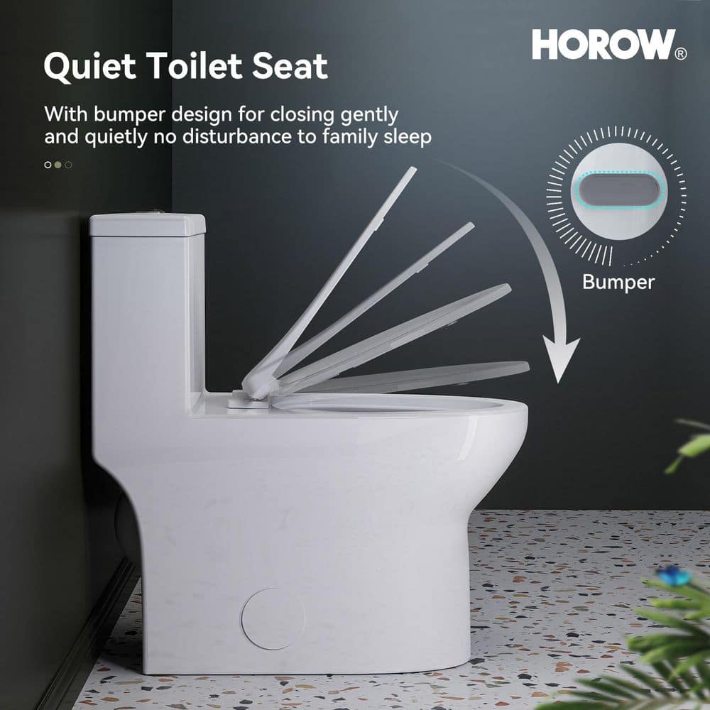 White Ceramic Dual Flush Elongated One-Piece Toilet