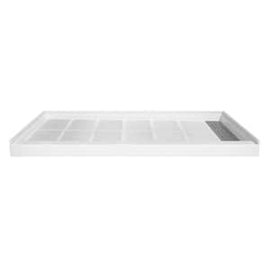 60 in. L x 32 in. W Single Threshold Alcove Shower Pan Base with Right Drain in White