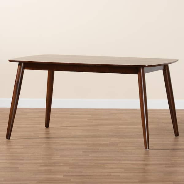 Baxton Studio Flora Walnut Brown Wood 4 Legs Dining Table Seats 6