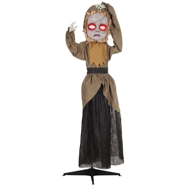 5.2 ft. Life Size Outdoor Halloween Decoration Animatronic Doll with Simulated Wound Cracks, Animated Prop Doll