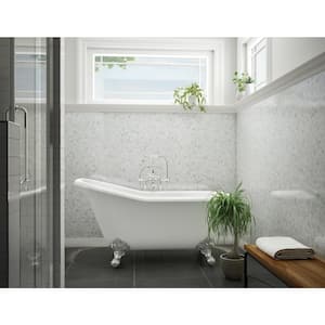 Ocean White and Gray 12.09 in. x 11.65 in. x 5mm Stone Peel and Stick Wall Mosaic Tile (5.87 sq. ft./Case)