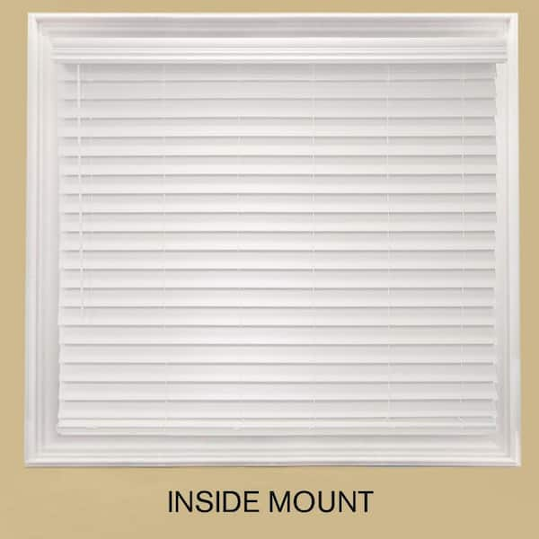 White Cordless Faux Wood Blinds for Windows with 2 in. Slats - 11 in. W x  72 in. L (Actual Size 10.5 in. W x 72 in. L)