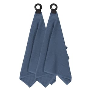 Hook and Hang Federal Blue Woven Cotton Pattern Kitchen Towel (Set of 2)