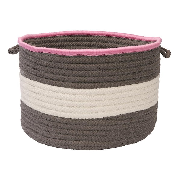Colonial Mills Color Pop Round Polypropylene Basket Gray/Pink 24 in. x 24 in. x 14 in.