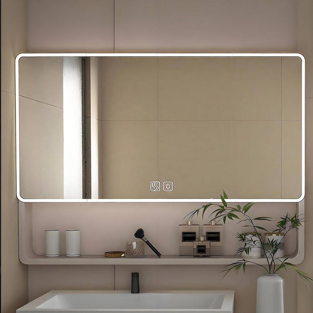 35 in. W x 28 in. H Large Rectangular Khaki Surface Mount LED Light Medicine Cabinet with Defog and Hair Dryer Holder price history on PriceWatchPro