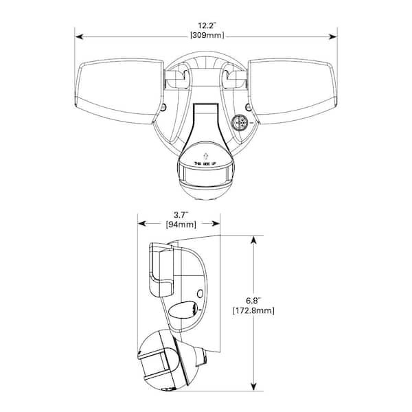 180-Degree Bronze Motion Activated Outdoor Integrated LED Twin Head Flood Light with Selectable CCT, 2200 Lumens