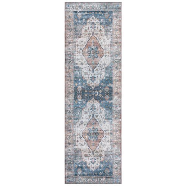 Arizona 3 ft. x 8 ft. Light Brown/Blue Medallion Runner Rug