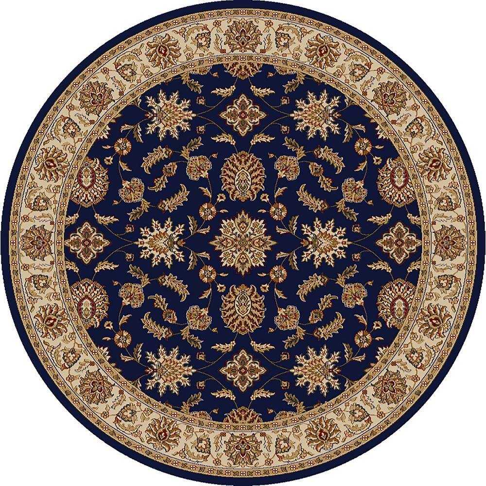 Como Navy 5 ft. Round Traditional Oriental Floral Area Rug price history on PriceWatchPro