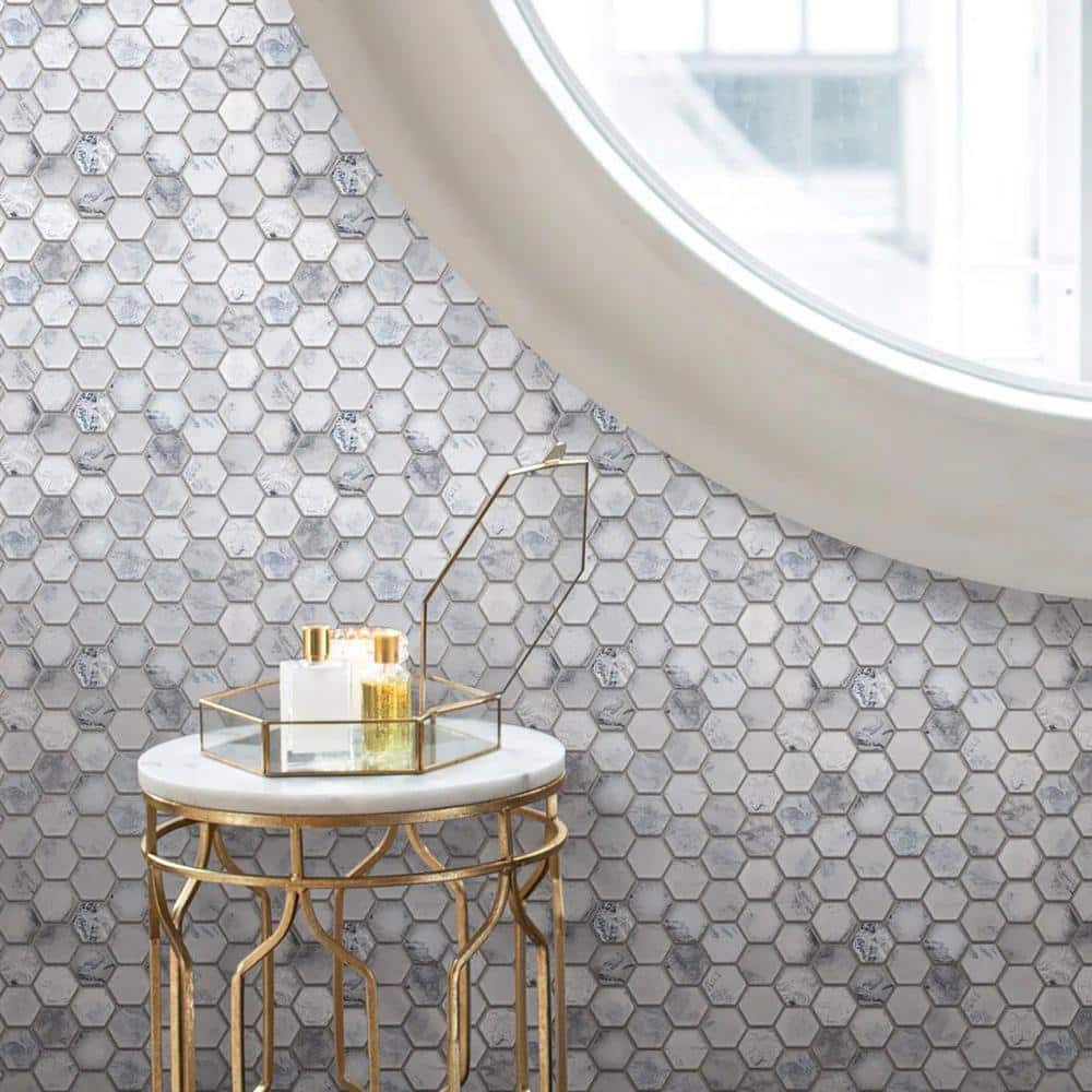 Matte White Iridescent Glass Mosaic Wall and Floor Tile