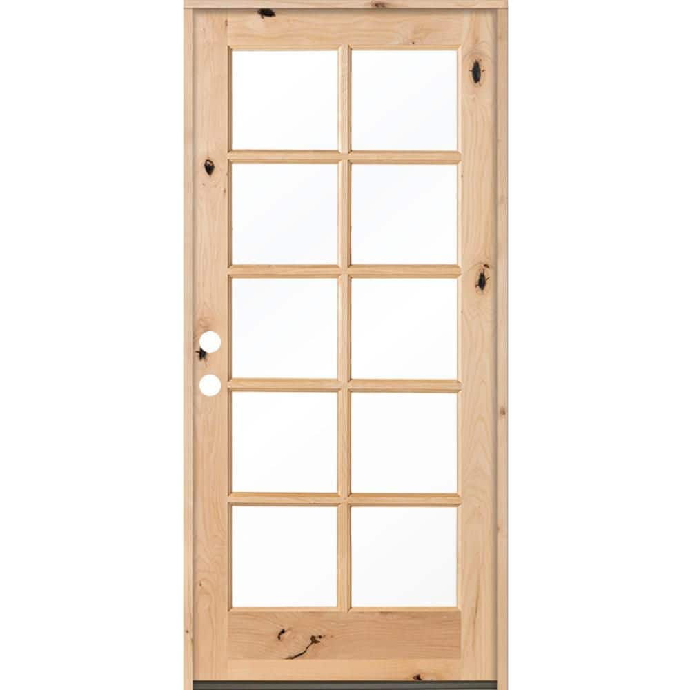 French 32 in. x 80 in. Knotty Alder Right-Hand/Inswing 10-Lite Clear Glass Unfinished Wood Prehung Front Door price history on PriceWatchPro