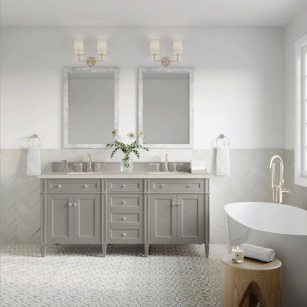 Brittany 72.0 in. Double Bath Vanity in Urban Gray with Siberian Wireless Charging Quartz Top price history on PriceWatchPro
