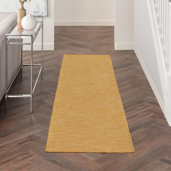 Positano Yellow 2 ft. x 8 ft. Kitchen Runner Solid Modern Indoor/Outdoor Patio Area Rug