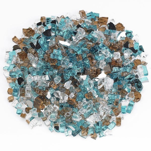 Unbranded 1/2 in. Premium Bali Reflective Mixed Fire Glass 10 lbs. Jar