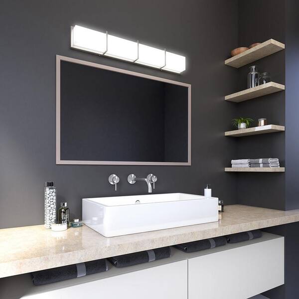 levering Watt komponist Artika Subway 35 in. 4-Light Integrated LED Stainless Steel Modern Bath  Vanity Light Bar Wall Fixture for Bathroom Mirror TRK4SUB-N-ON - The Home  Depot