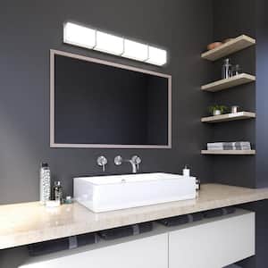 Subway 35 in. 4-Light Stainless Steel LED Modern Bath Vanity Light Bar for Bathroom