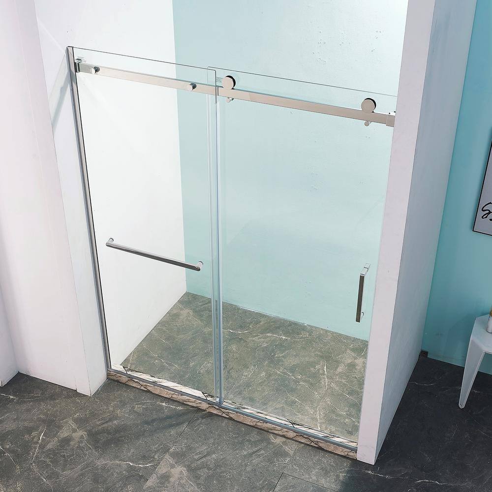 56-60" Brushed Nickel and Glass Sliding Shower Door