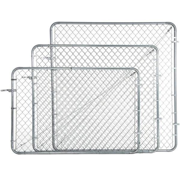 Fit-Right 4-ft H x 6-ft W Black Adjustable Metal Walk-thru Chain Link Fence Gate Kit with Mesh Size 2-in