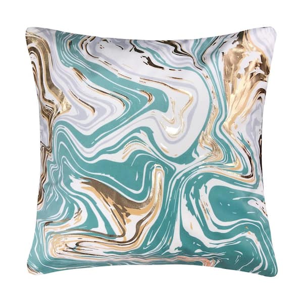 Harper Lane Marble Seafoam 18 in. x 18 in. Decorative Pillow