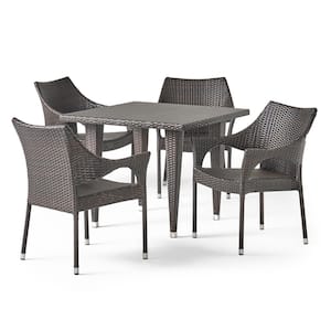 Cliff Multi-Brown 5-Piece Faux Rattan Outdoor Dining Set
