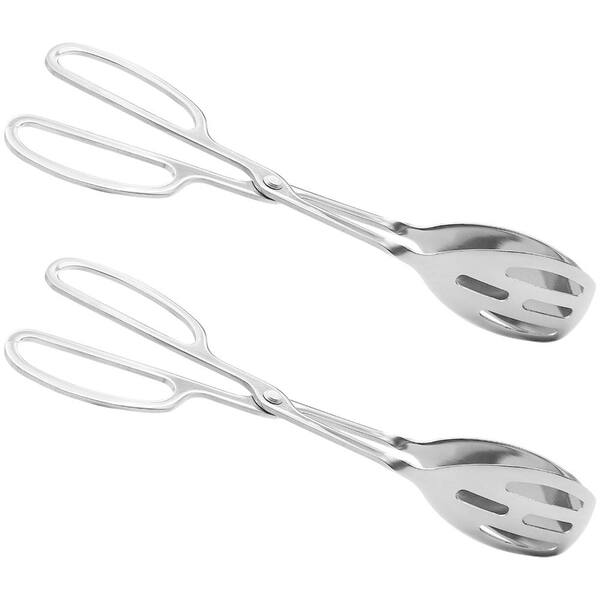 Stainless Steel Scissor-Style Salad Serving Tongs with Anti-Slip Grip Reinforced Rivet Buffet Kitchen