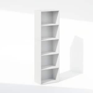 Reed 52 in. Tall White Wood 5-Tier Bookcase
