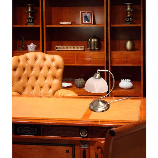 11 in. Brushed Nickel Mini Modern Bankers Desk Lamp with Touch Dimmer Control Base