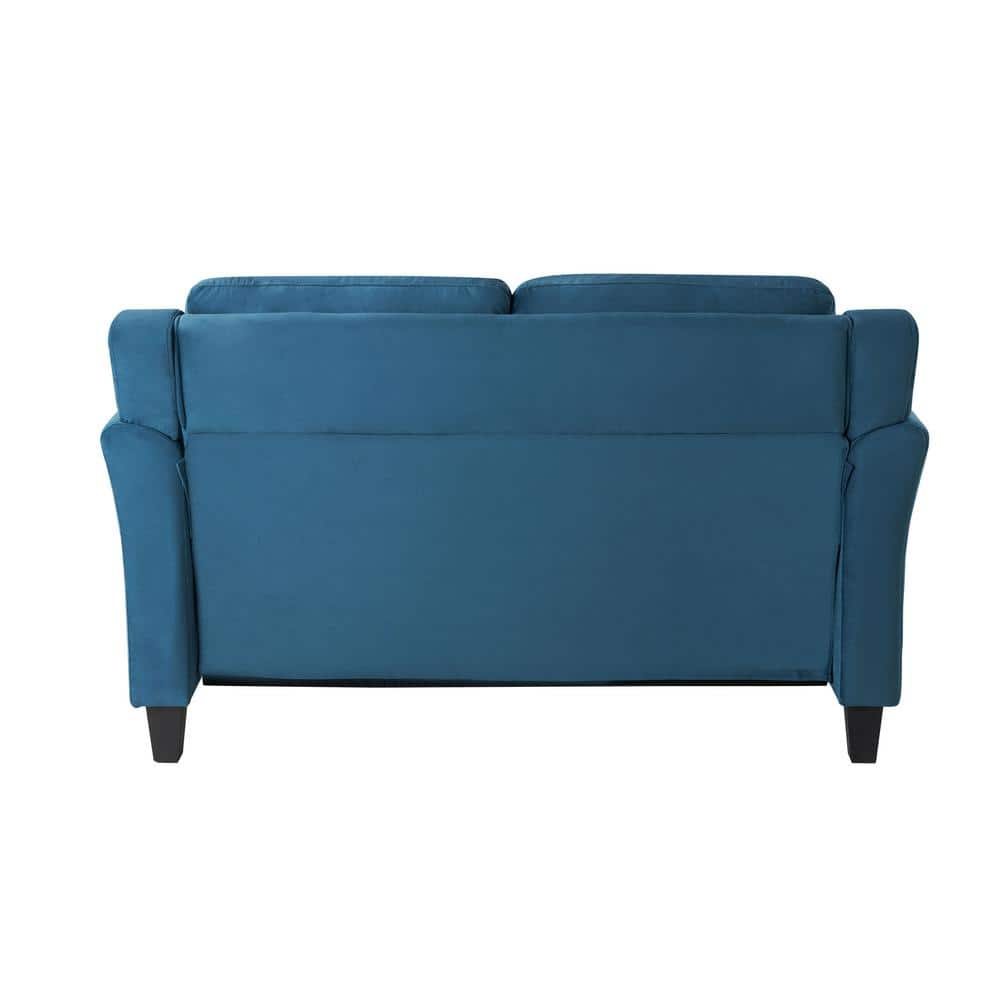 Harper Blue Microfiber Tufted Loveseat with Flared Arms