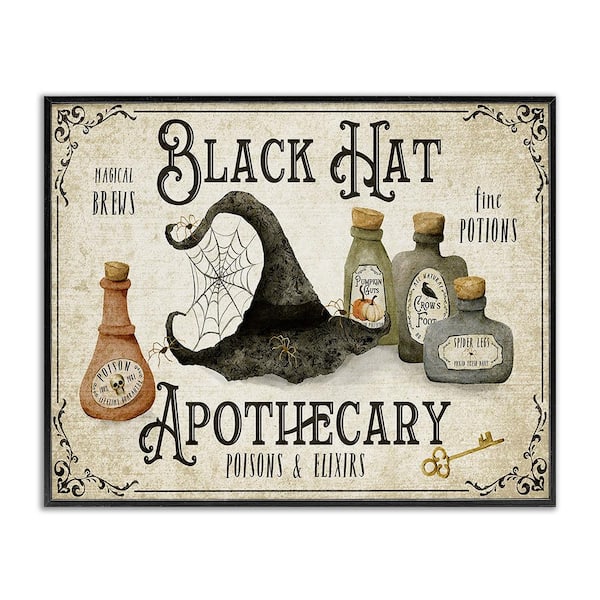Stupell Industries Vintage Black Hat Apothecary by Deane Beesley 1-Piece Framed Graphic Print Typography Poster Art Print 20 in. x 16 in.