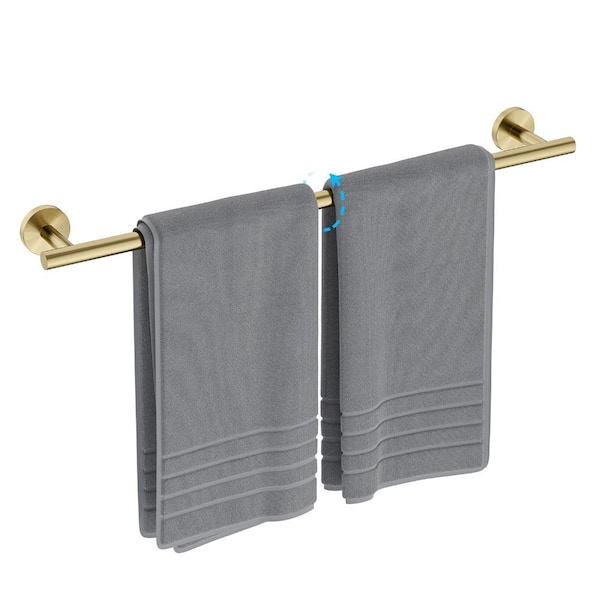 Brushed Gold Towel Bar 24 Inch Total 26 Inch, Thick Stainless Steel Wall Mounted Rack, Modern Home Decor