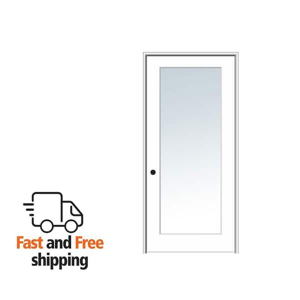 36 in. x 80 in. Right Hand Primed Composite Glass Full Lite Clear Single Prehung Interior Door