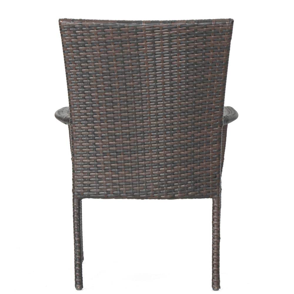 Gray Woven Rattan Stackable Outdoor Dining Chairs, Set of 2