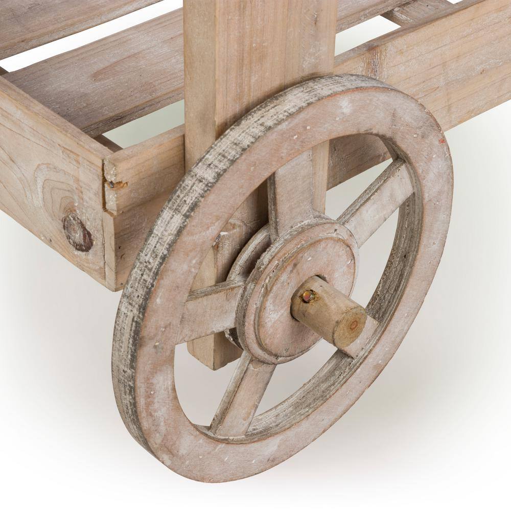 Rustic Multi-Color Wooden Garden Cart Display with Wheels