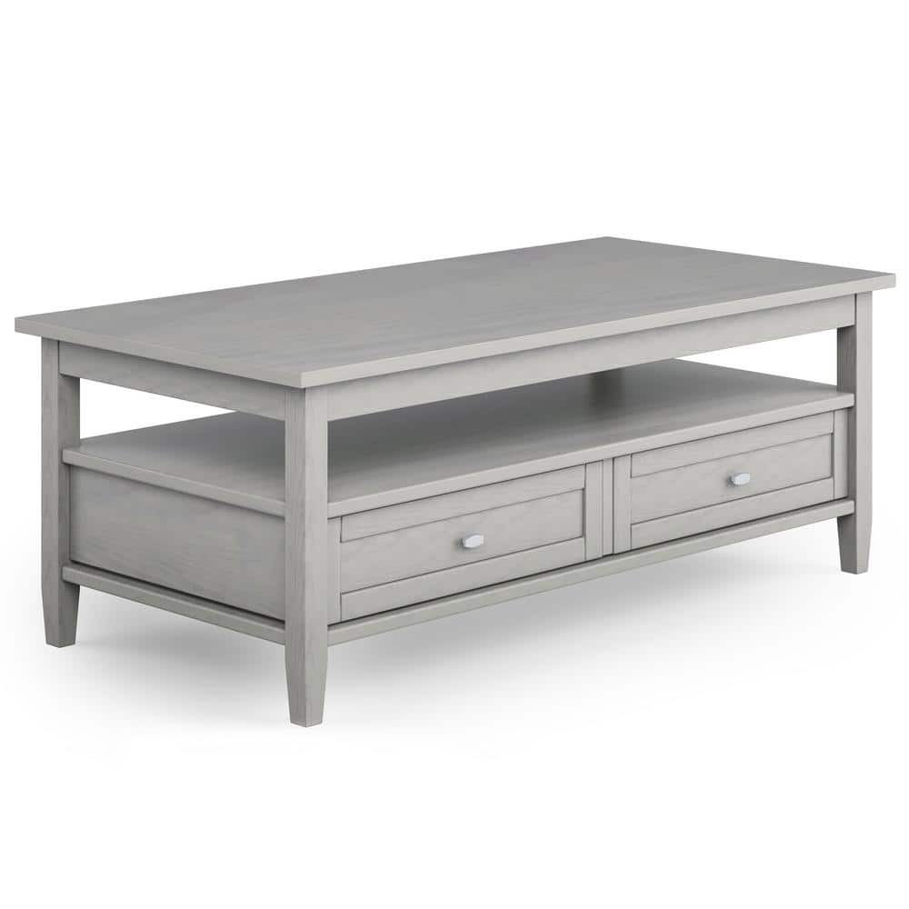 Fog Gray Solid Wood Coffee Table with Storage